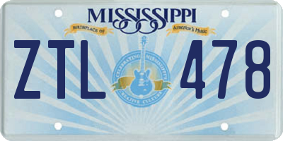 MS license plate ZTL478