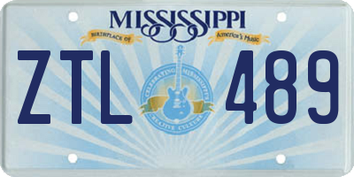 MS license plate ZTL489