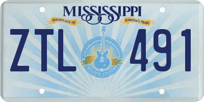 MS license plate ZTL491