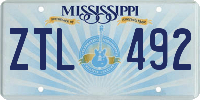 MS license plate ZTL492