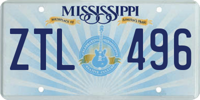 MS license plate ZTL496