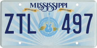 MS license plate ZTL497