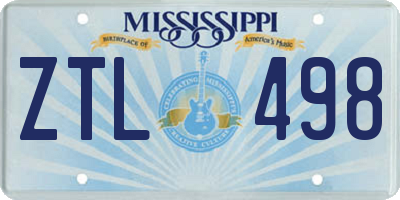 MS license plate ZTL498