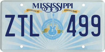 MS license plate ZTL499