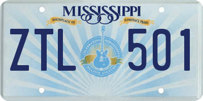 MS license plate ZTL501