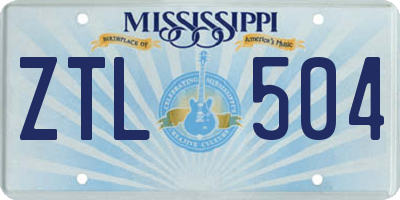 MS license plate ZTL504