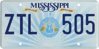 MS license plate ZTL505