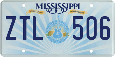 MS license plate ZTL506