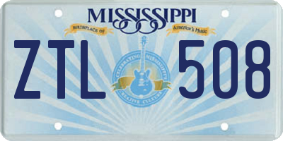 MS license plate ZTL508