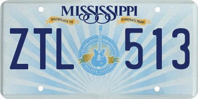 MS license plate ZTL513
