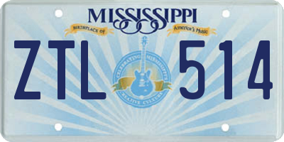 MS license plate ZTL514
