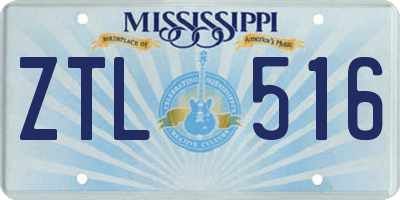 MS license plate ZTL516