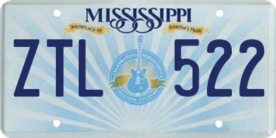 MS license plate ZTL522