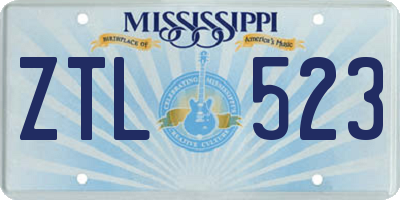 MS license plate ZTL523