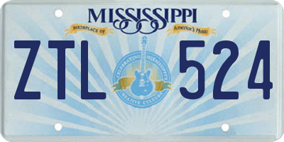 MS license plate ZTL524
