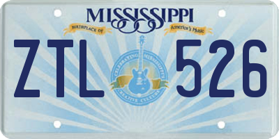 MS license plate ZTL526