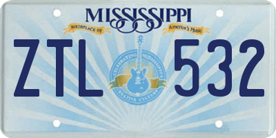 MS license plate ZTL532