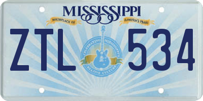 MS license plate ZTL534