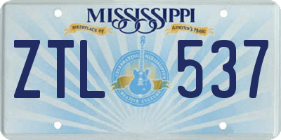 MS license plate ZTL537