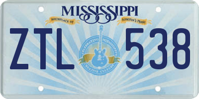 MS license plate ZTL538
