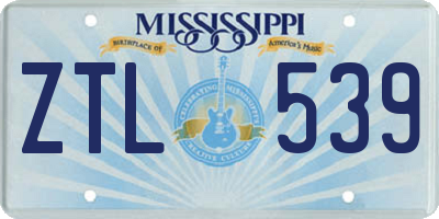 MS license plate ZTL539
