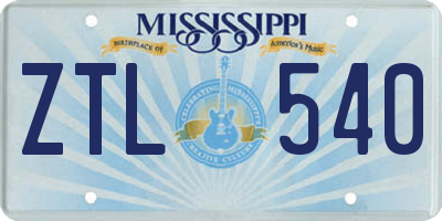 MS license plate ZTL540