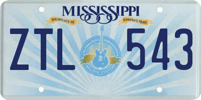 MS license plate ZTL543