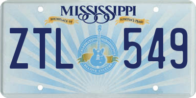 MS license plate ZTL549