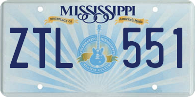MS license plate ZTL551