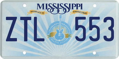 MS license plate ZTL553