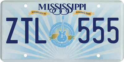 MS license plate ZTL555