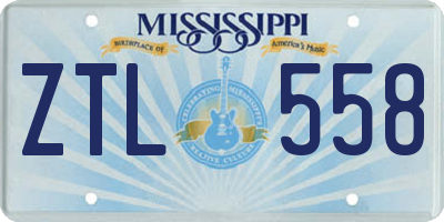 MS license plate ZTL558