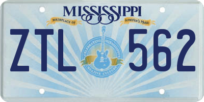 MS license plate ZTL562