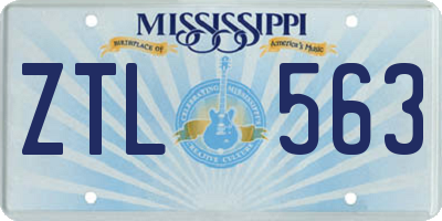 MS license plate ZTL563