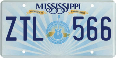 MS license plate ZTL566