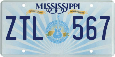 MS license plate ZTL567