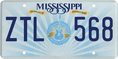 MS license plate ZTL568