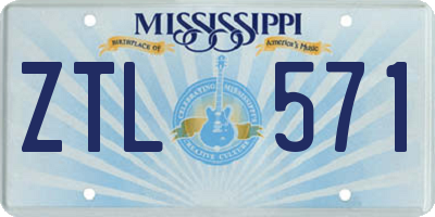 MS license plate ZTL571