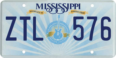 MS license plate ZTL576
