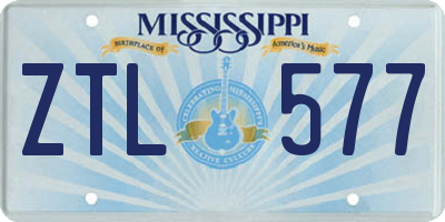 MS license plate ZTL577