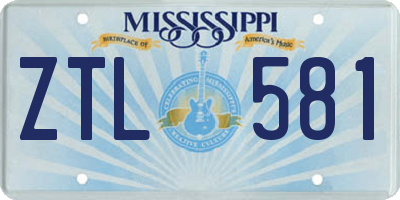 MS license plate ZTL581