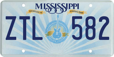 MS license plate ZTL582