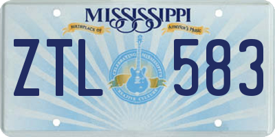 MS license plate ZTL583