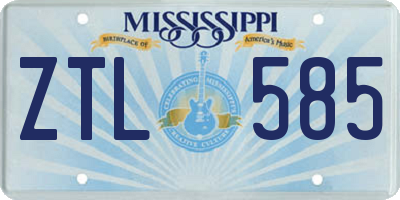MS license plate ZTL585
