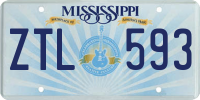 MS license plate ZTL593