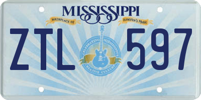 MS license plate ZTL597