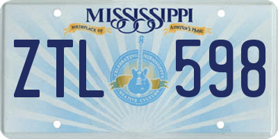MS license plate ZTL598