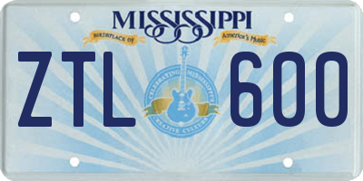 MS license plate ZTL600