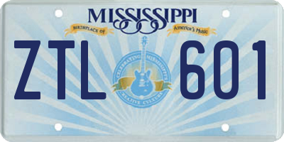 MS license plate ZTL601