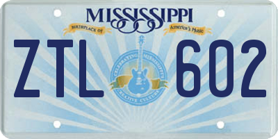 MS license plate ZTL602